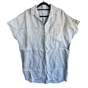 Grayson Linen Shirt Dress Womens Medium Khaki Beige Button Front Relaxed Fit NWT